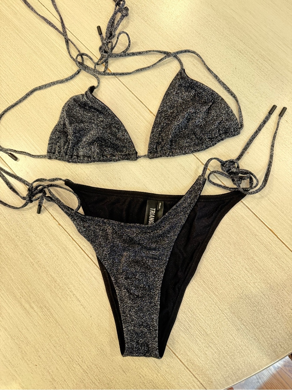 triangl swimwear Black and Silver Sparkle Bikini Set